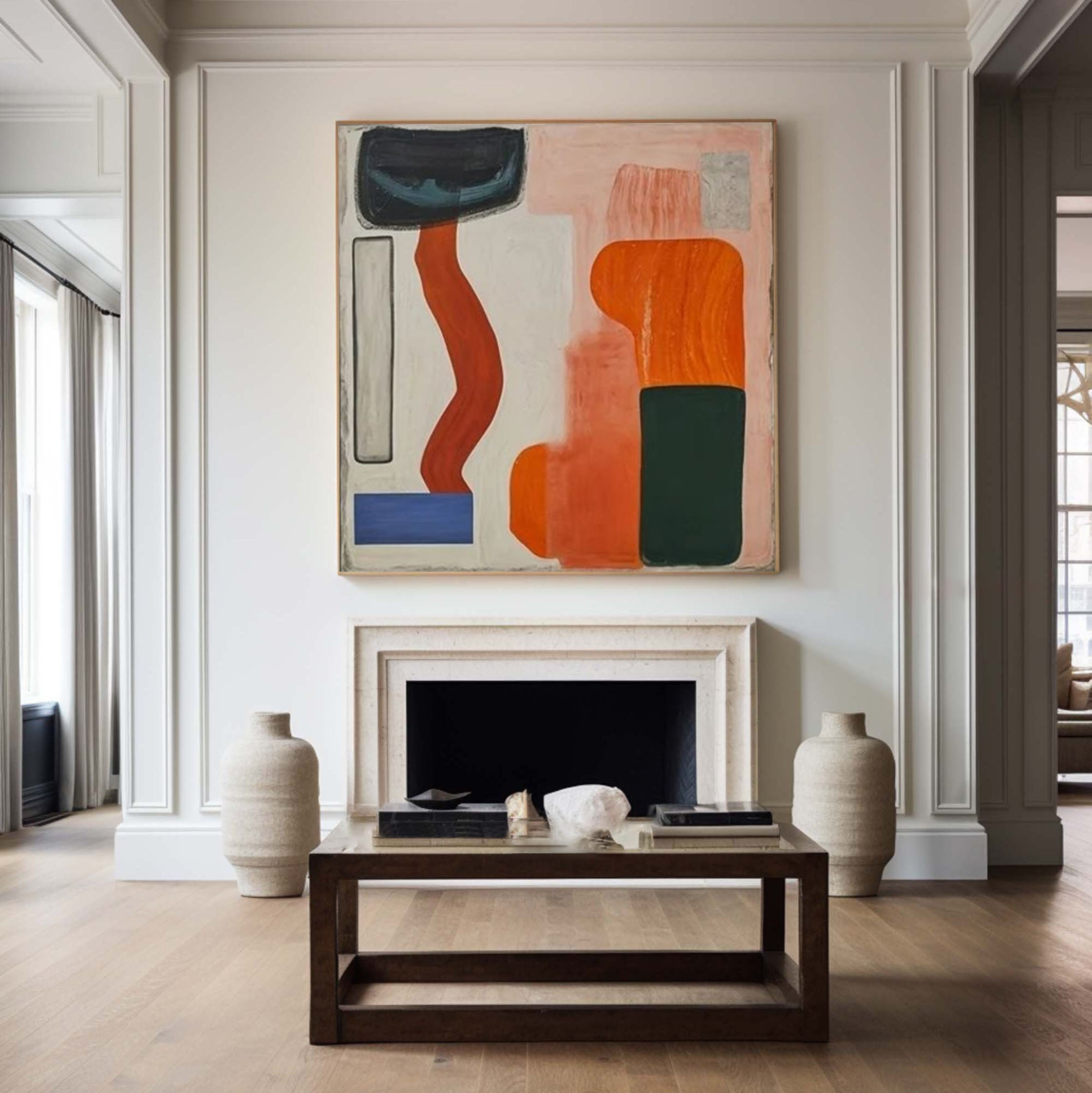 Mid - Century Modern Abstract Oil Painting JC0083 - Viral Wall Art